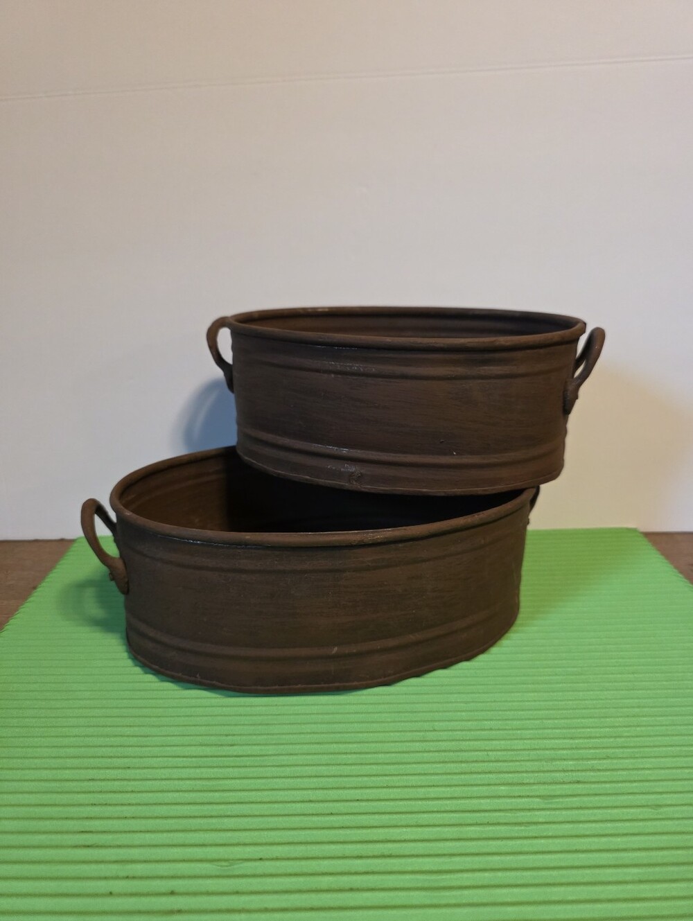 Rustic Metal Oval Decorative Containers